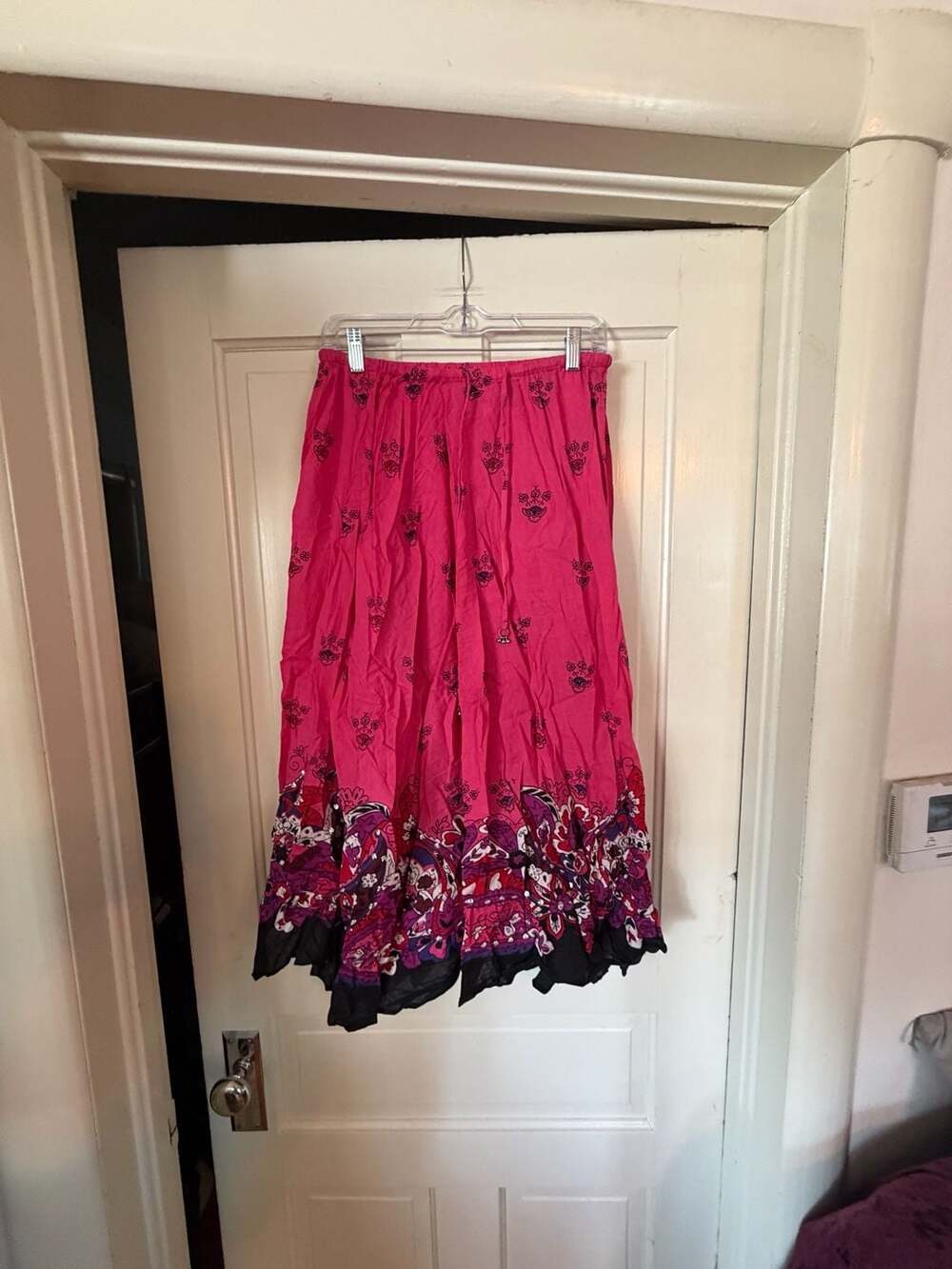 White Stag Racy Pink Floral Boho Long Skirt Size M